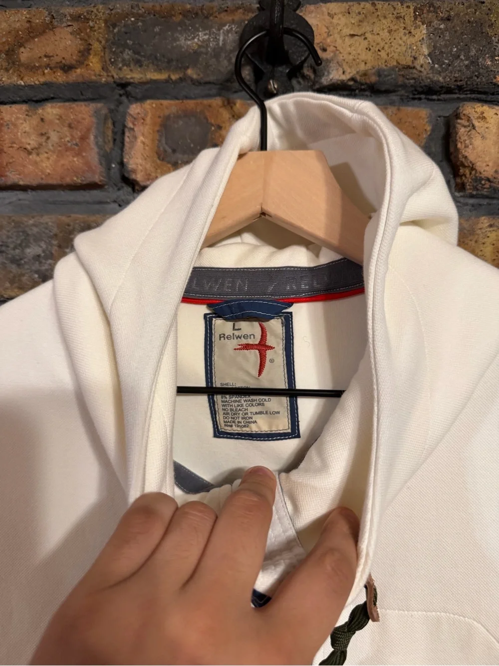 Relwen Zip Up Hoodie Sweatshirt Huckberry White Cream Mens Large Pullover Active